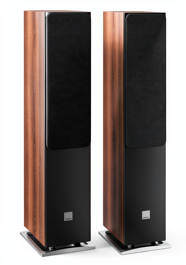 Installing DALI Floorstanding Speakers Wood Walnut in a living‑room setting