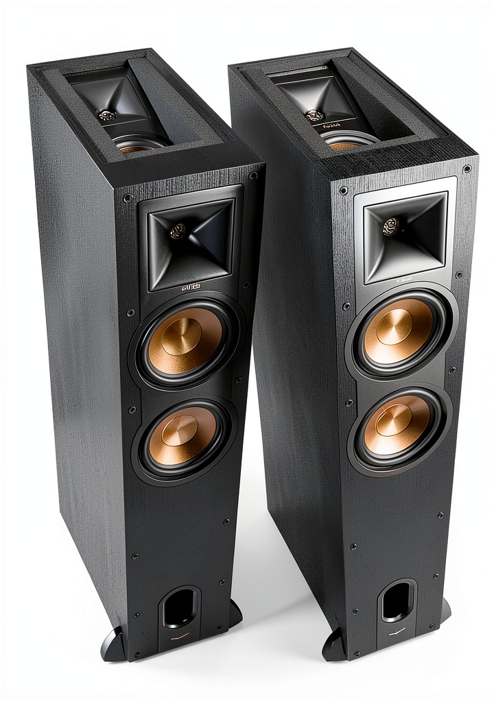 Klipsch Reference R-26FA tower speakers in a home theater setup