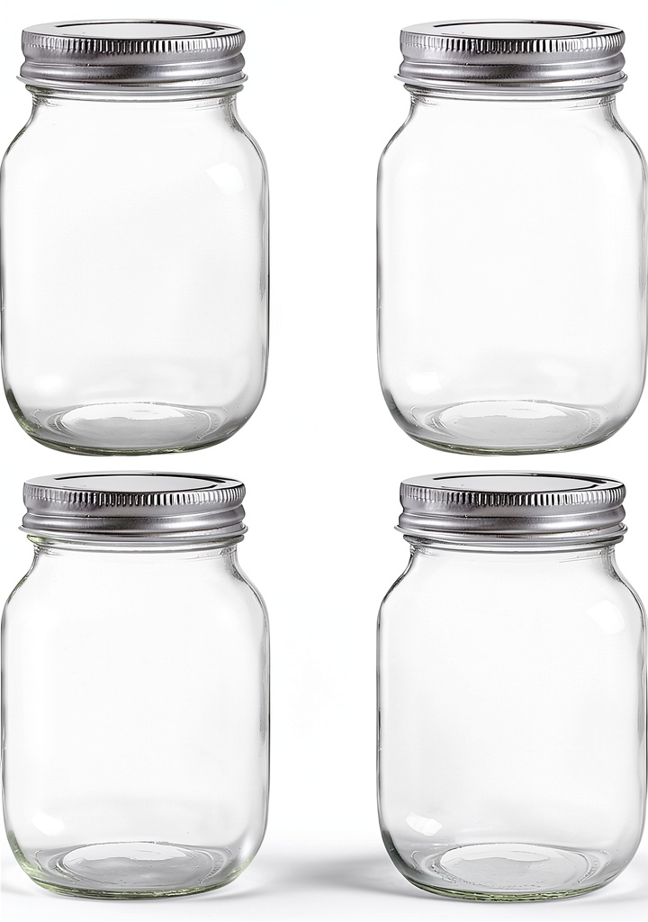 Clear glass mason jars displayed on a kitchen countertop